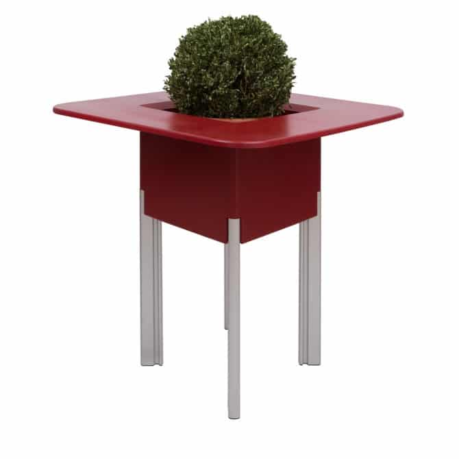 Jardinera Autorriego Modular 3 en 1 Mondum 80x80x95 cm con Cubitera y Mesa con Patas Altas Polipropileno Rojo/Plata - Imagen 2