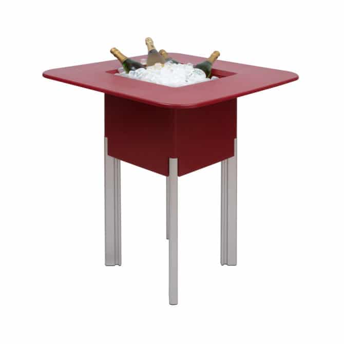 Jardinera Autorriego Modular 3 en 1 Mondum 80x80x95 cm con Cubitera y Mesa con Patas Altas Polipropileno Rojo/Plata - Imagen 3