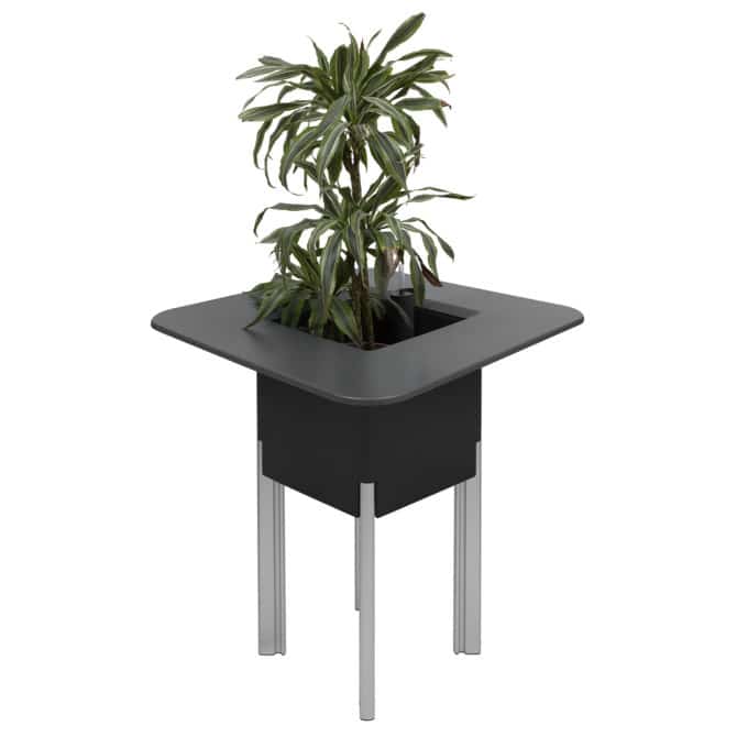 Jardinera Autorriego Modular 3 en 1 Mondum 80x80x95 cm con Cubitera y Mesa con Patas Altas Polipropileno Gris/Plata - Imagen 4