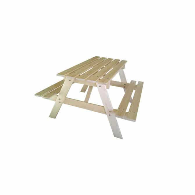 Mesa de Picnic Infantil en Madera Maciza Pumba Outdoor Toys 70x90x50 cm Mesa de Jardín Infantil | Madera de Pino Tratada en Autoclave | Dos Bancos para 4 Niños