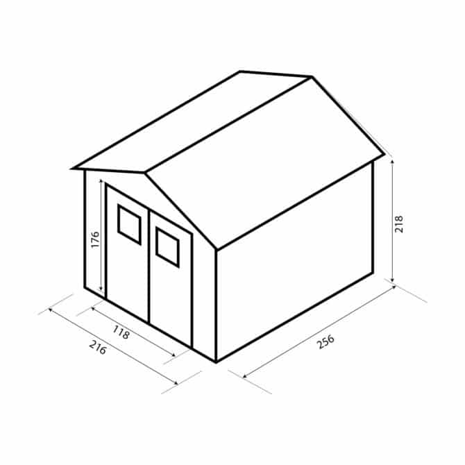 Caseta de Madera Machihembrada Gardiun Alexander II - 5,52 m² Exterior 256x216x218 cm Cubierta Asfáltica - Imagen 4