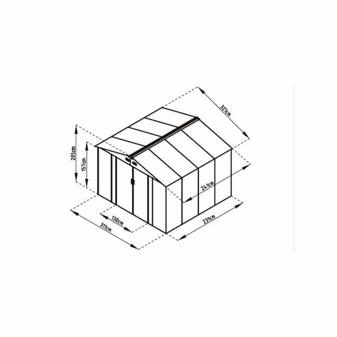 Caseta Metálica Gardiun Bristol 7,74 m² Exterior 241x321x205 cm Acero Galvanizado Marrón - Imagen 4