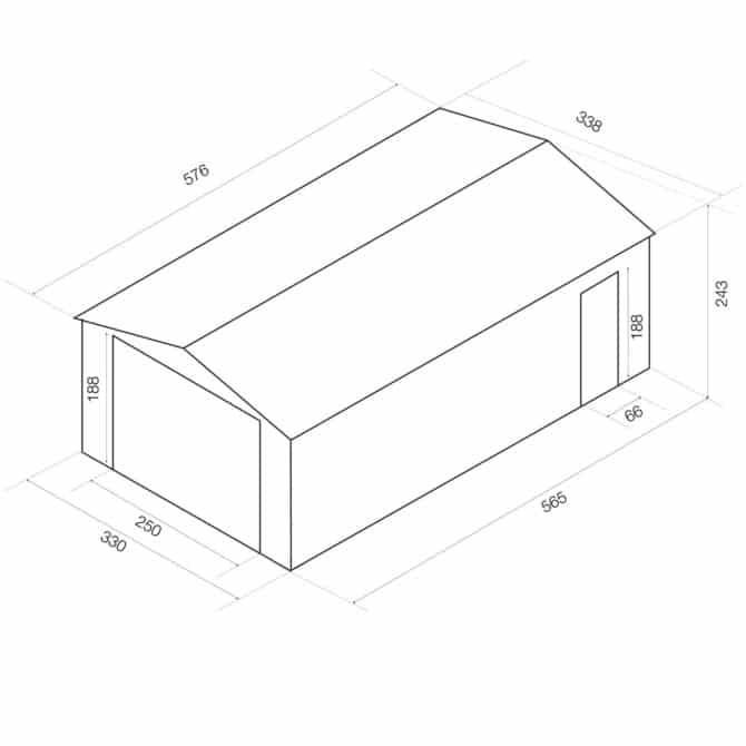 Garagem metálica 576x338x243 cm (19,5 m²) Essex verde - Image 4