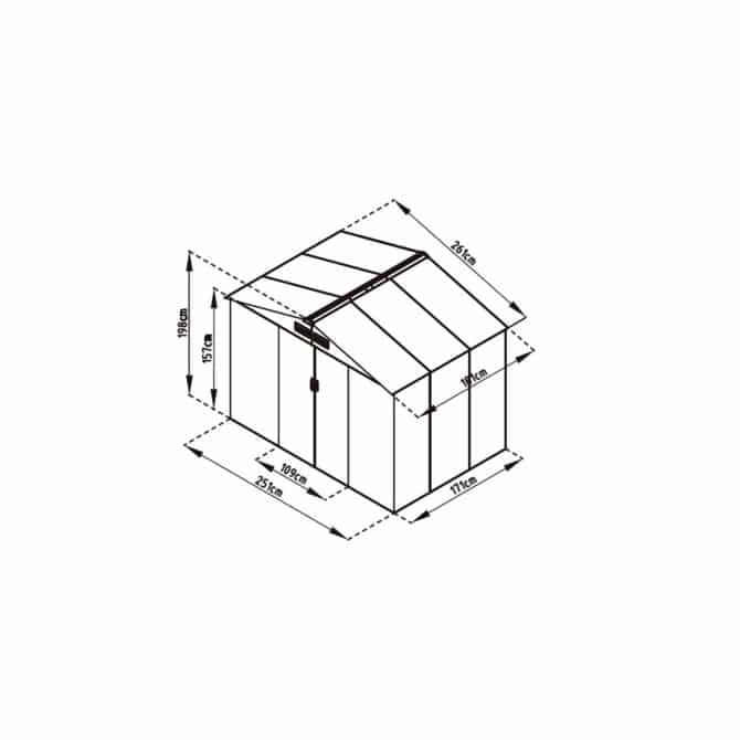 Caseta Metálica Gardiun Cambridge 4,72 m² Exterior 261x181x198 cm Acero Galvanizado Marrón - Imagen 4