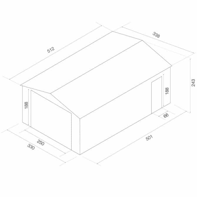 Garagem metálica 512x338x243 cm (17,3 m²) Leicester verde - Image 4