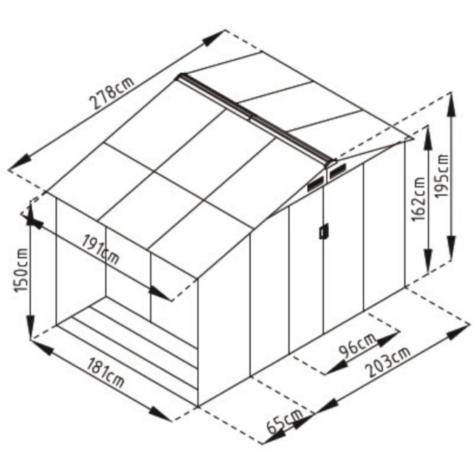 Abrigo de jardim em metal 191x278x195 cm (5,31 m²) Ontario cinzento - Image 4