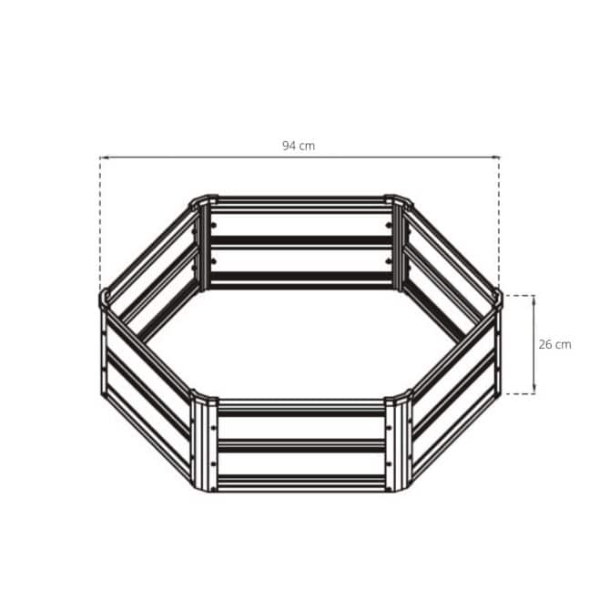 Arriate de Jardín en Acero Galvanizado Gardiun Grove Hex I 94x94x26 cm Paneles para Jardinera Forma Octogonal Color Marrón - Imagen 2