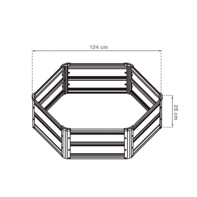 Arriate de Jardín en Acero Galvanizado Gardiun Grove Hex II 124x124x26 cm Paneles para Jardinera Forma Octogonal Color Marrón - Imagen 3