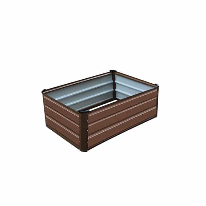 Arriate de Jardín en Acero Galvanizado Gardiun Grove Cuber III 50x30x38 cm Paneles para Jardinera Forma Rectangular Color Marrón