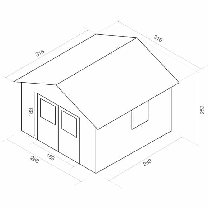 Caseta de Madera Machihembrada Gardiun Petrov - 9 m² Exterior 316x318x253 cm Cubierta Asfaltica - Imagen 4