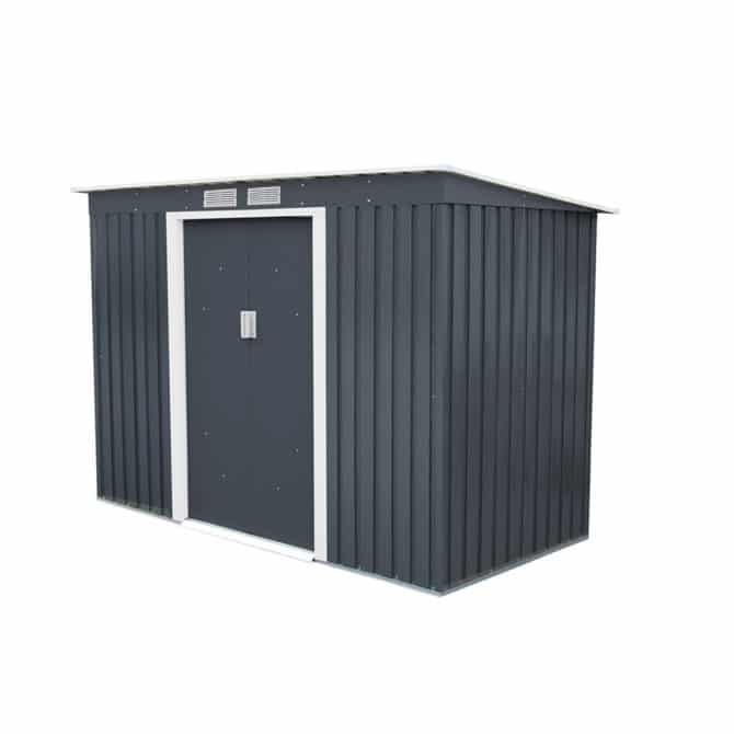 Caseta Metálica Gardiun Reading 3,16 m² Exterior 261x121x176 cm Acero Galvanizado Gris Antracita