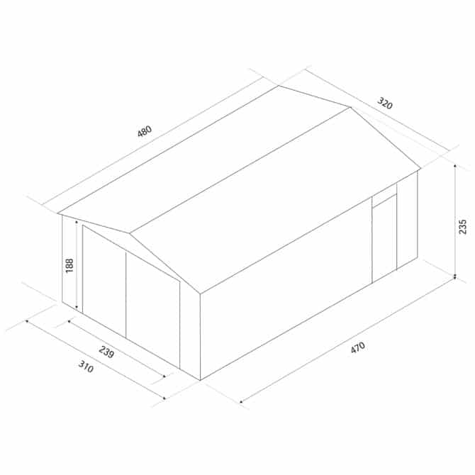 Garagem metálica Gardiun Durham 15, 36 m² Exterior 480 x 320 x 235 cm Cinzento - Image 4