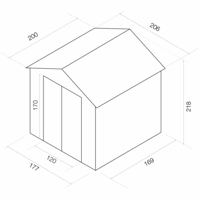 Caseta de Madera Panelada Gardiun Daniel 4 m² Exterior 200x206x216/170 cm Cubierta Asfáltica - Imagen 3