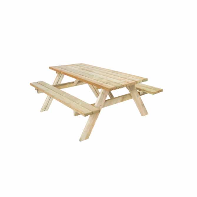 Mesa de Picnic en Madera Maciza Gardiun Essential 200x154x74 cm Mesa de Jardín para 8 Personas | Madera de Pino Tratada en Autoclave | Dos Bancos Abatibles | Espesor de la Madera 20/25 mm - Imagen 2