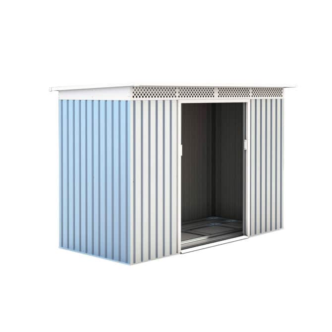 Caseta Metálica Gardiun Rutland 3,93 m² Exterior 142x277x184 cm Acero Galvanizado Silver/Blanco