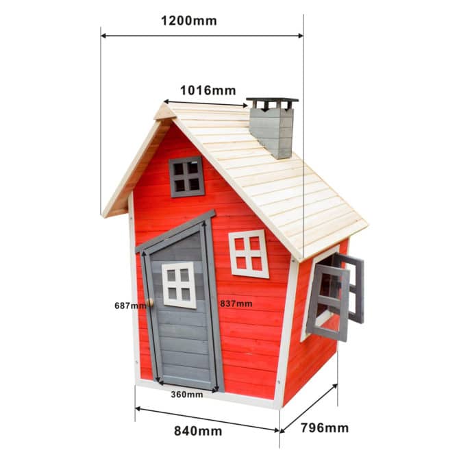 Casita Infantil de Madera Outdoor Toys Fantasy Roja 1,2 m² de 102x120x150 cm - Imagen 4