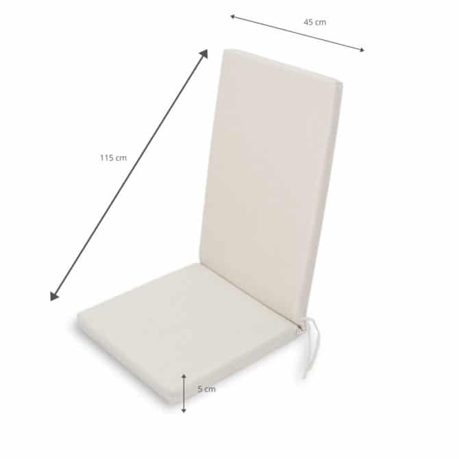 Cojin Para Silla Con Respaldo Chillvert Javea 115x45x5 cm Blanco Crudo Desenfundable - Imagen 4