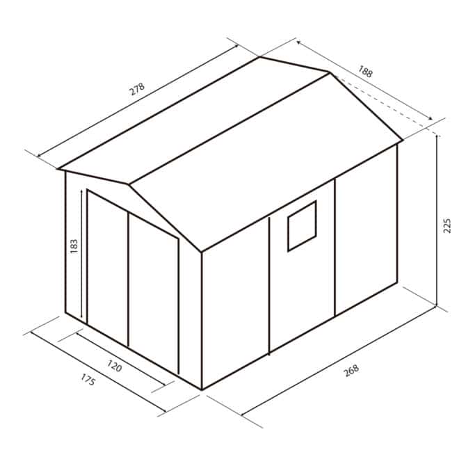 Telheiro de Resina Gardiun Graciella Bege/Castanho 5,23 m² Ext.188x278x225 cm com Janela Lateral, Ventilação e Porta Dupla - Image 4