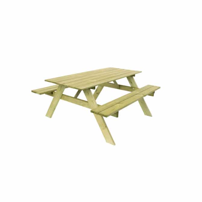 Mesa de Picnic en Madera Maciza Gardiun Essential 165x154x75 cm Mesa de Jardín para 6 Personas | Madera de Pino Tratada en Autoclave | Dos Bancos | Espesor de la Madera 20/25 mm