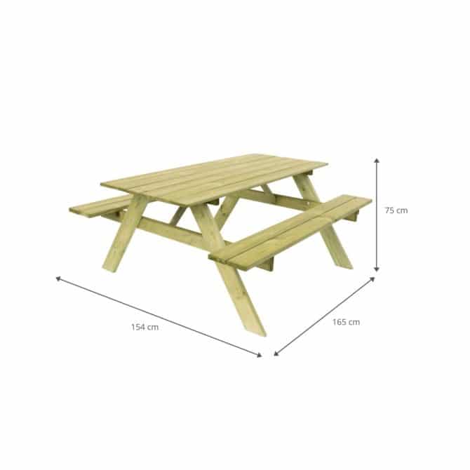 Mesa de Picnic en Madera Maciza Gardiun Essential 165x154x75 cm Mesa de Jardín para 6 Personas | Madera de Pino Tratada en Autoclave | Dos Bancos | Espesor de la Madera 20/25 mm - Imagen 4