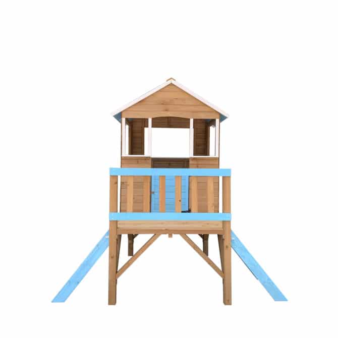 Casita Infantil de Madera Outdoor Toys Blue Melody 3,23 m² de 198x170x197 cm con Porche y Escaleras - Imagen 3