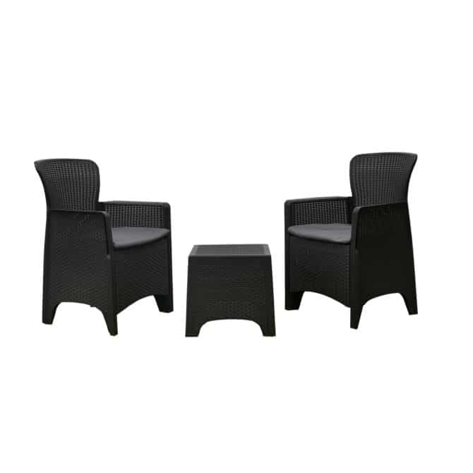 Conjunto de Jardín Chillvert Alba Resina 2 Sillones + 1 Mesa Gris Antracita