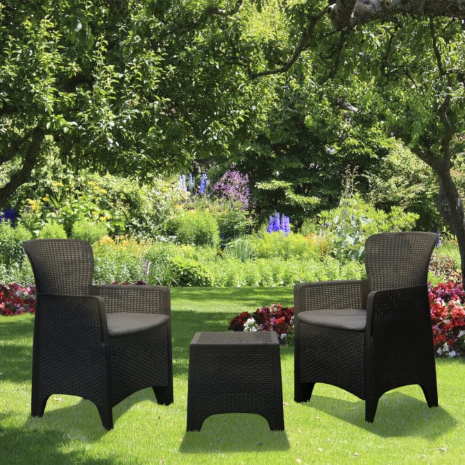 Conjunto de Jardín Chillvert Alba Resina 2 Sillones + 1 Mesa Gris Antracita - Imagen 2