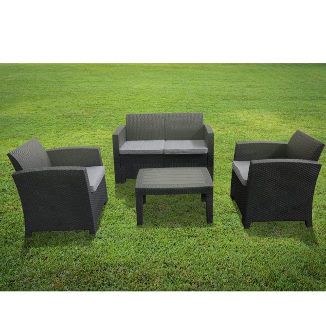 Conjunto de Jardín Chillvert Siena Resina 1 Sofá 2 Sillones y 1 Mesa Gris Antracita - Imagen 2