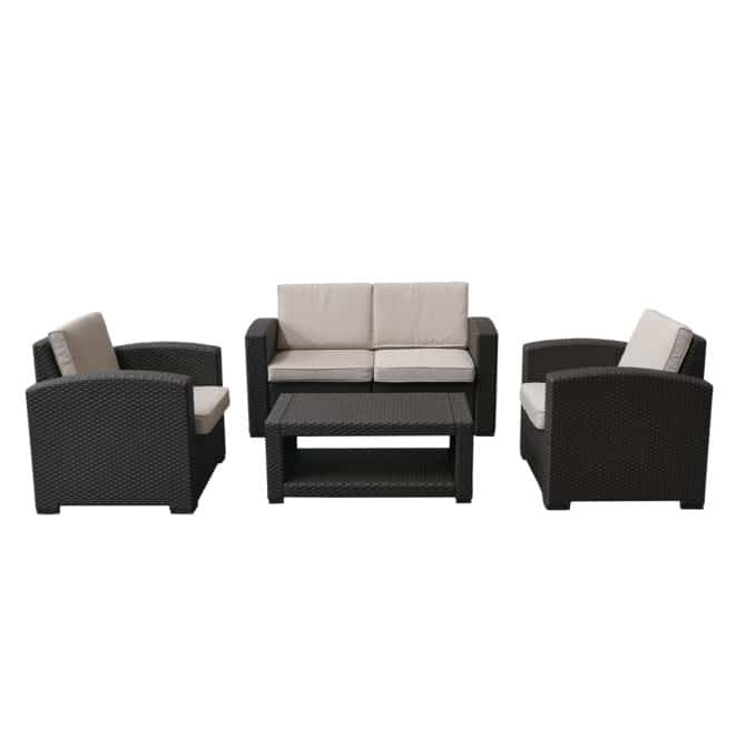 Conjunto de Jardín Chillvert Trento Resina 1 Sofá+ 2 Sillones + 1 Mesa Marrón