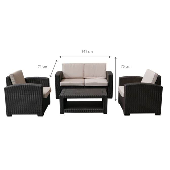 Conjunto de Jardín Chillvert Trento Resina 1 Sofá+ 2 Sillones + 1 Mesa Marrón - Imagen 6