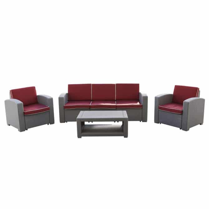 Conjunto de Jardín Chillvert Treviso Resina 1 Sofá+ 2 Sillones + 1 Mesa Gris Claro