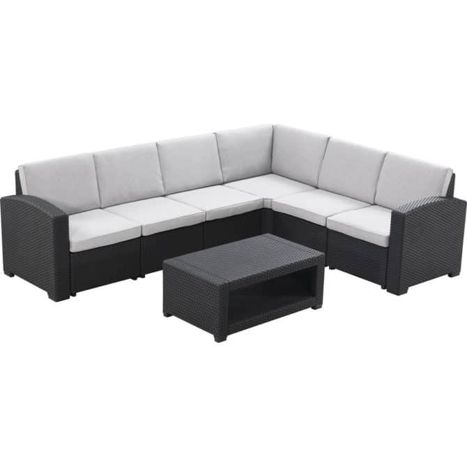 Conjunto de Jardín Chillvert Elva Resina 2 Sofás rinconera+ 1 Mesa Gris Antracita