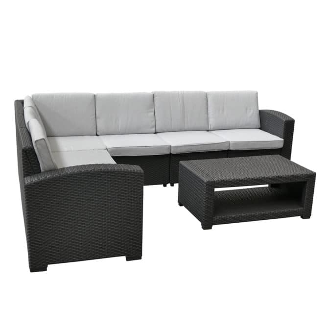 Conjunto de Jardín Chillvert Elva Resina 2 Sofás rinconera+ 1 Mesa Gris Antracita - Imagen 6