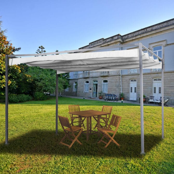 PERGOLA DE JARDIM EXTERIOR AÇO DE CRIPLOVER 292X294X225 cm com toldo retrátil - Image 2