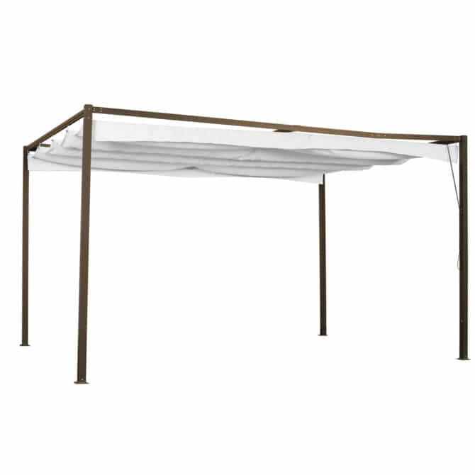 Pérgola de jardim externo em chillvert aço haste 393x295x225 cm com toldo retrátil