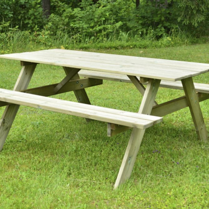 Mesa de Picnic en Madera Maciza Gardiun Solid 177x151x77 cm Mesa de Jardín para 8 Personas | Madera de Pino Tratada en Autoclave |  Espesor de la Madera 28 mm - Imagen 2