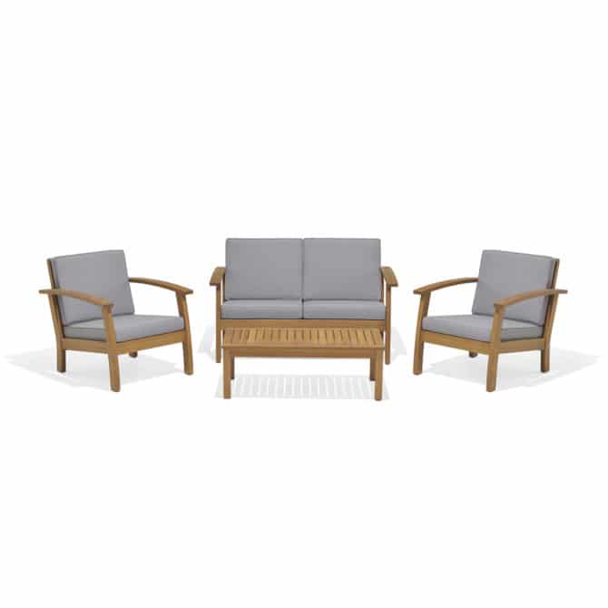 Conjunto de Jardín Chillvert Milán Madera Eucalipto 1 Sofá 2 Plazas+ 2 Sillones +1 Mesa