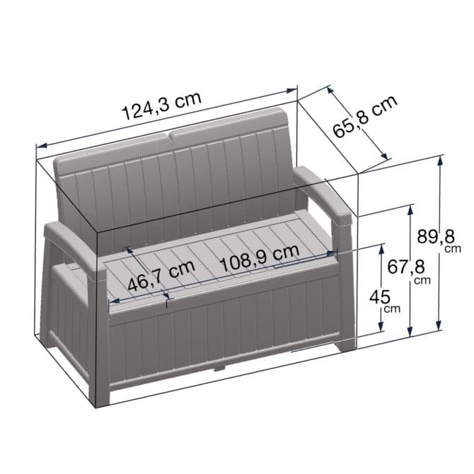 Gardiun vita vita cinza claro 124x66x90 cm 230 l Garden Banco - Image 4