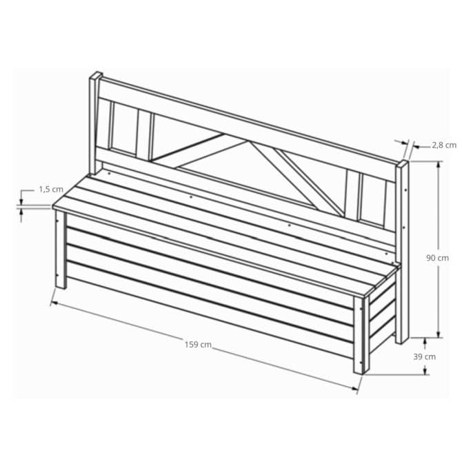 Banco Arcón de Madera Tratada para Jardín Gardiun Maxim 159x39x90 cm 160 L - Imagen 4