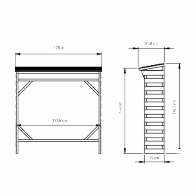 Leñero Exterior de Madera Tratada Gardiun Kiryl 178x51x169/178 cm - Imagen 4