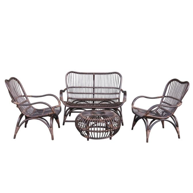 Conjunto de Jardín Chillvert Parma Ratán Natural 1 Sofá + 2 Sillones + 1 Mesa