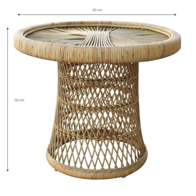 Mesa Auxiliar Ratán Natural Chillvert Parma 60x50 cm Redonda - Imagen 4