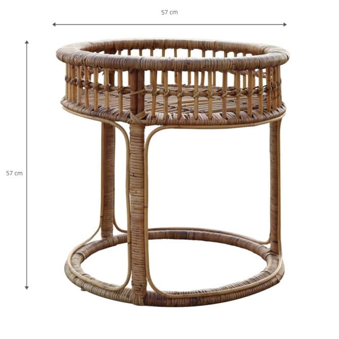 Mesa Auxiliar Ratán Natural Chillvert Parma 57x57 cm Redonda - Imagen 4