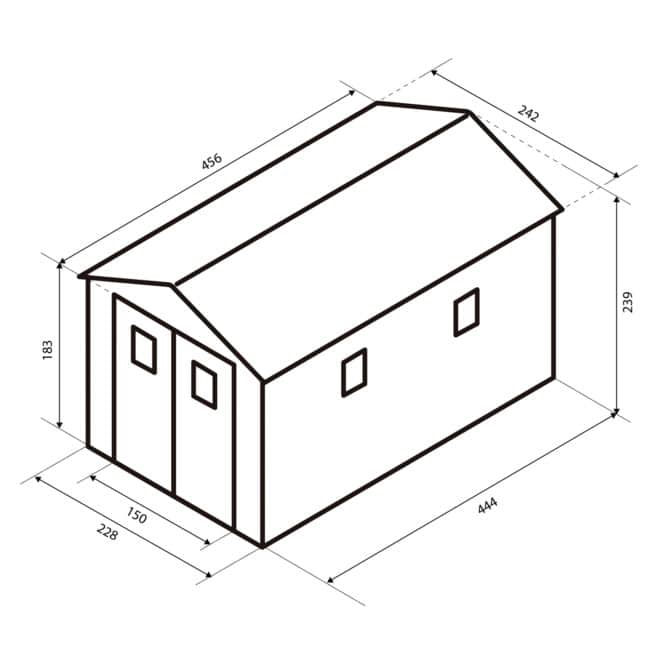 Caseta de Resina de Jardín Gardiun Zoe E - 11,04 m² 242x456x239 cm con Suelo Gris Antracita - Imagen 4