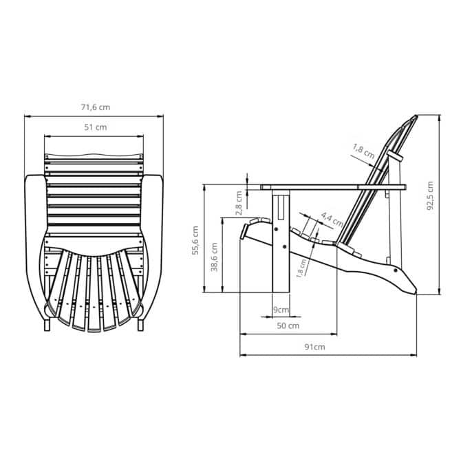 Silla de Jardín de Madera Tratada Gardiun Vika Adirondack Top Resistant 91x71,6x92,5 cm - Imagen 4