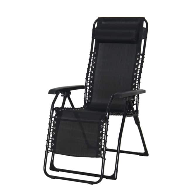 Sillón de Jardín Relax Chillvert Catania Acero 65,5x91x116 cm Negro con Cojín