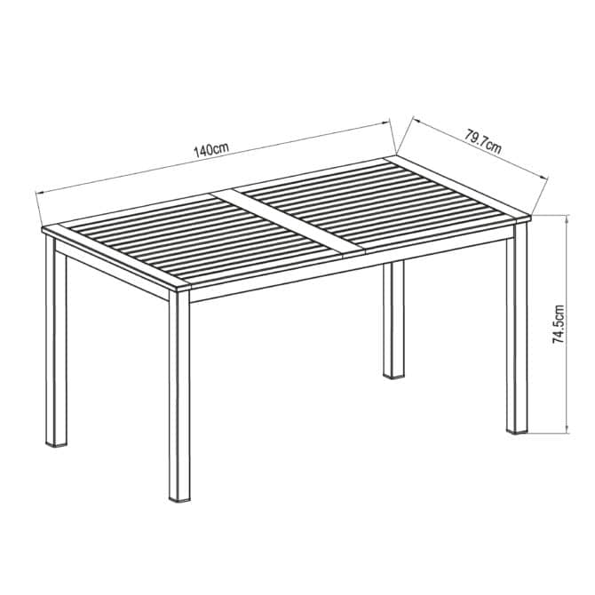 Mesa de Jardín Chillvert Nápoles Madera y Aluminio 140x79,7x74,4 cm Marrón - Imagen 4