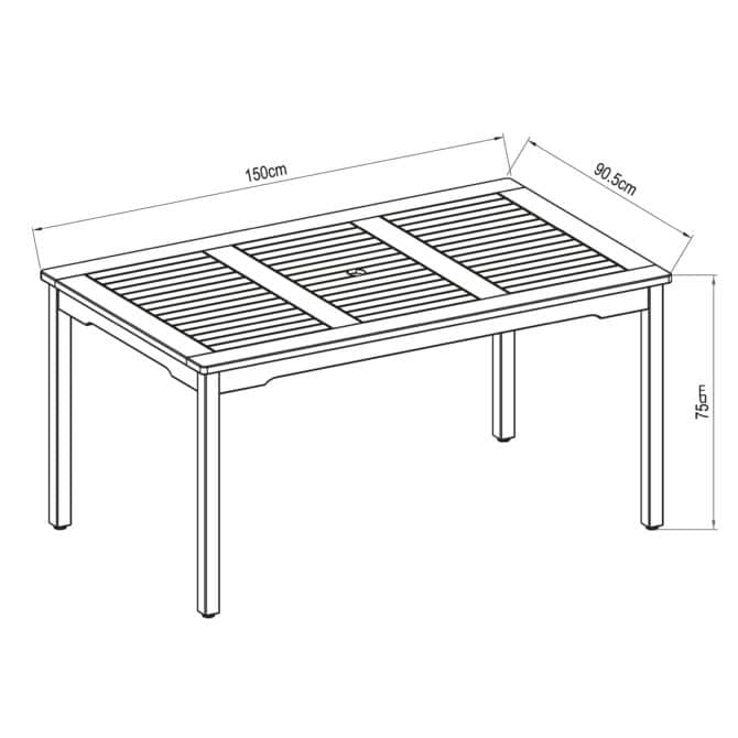 Mesa de Jardín Chillvert Nápoles Madera 150x90,5x75,1 cm Marrón - Imagen 4