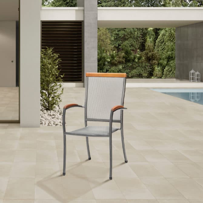 Silla de Jardín Chillvert Nápoles Acero y Madera 66,70x54,50x96,10 cm Gris - Imagen 3