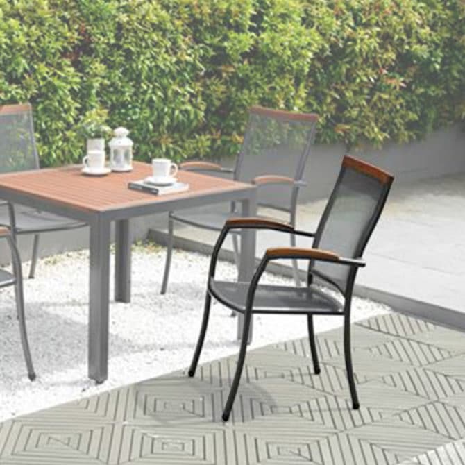 Silla de Jardín Chillvert Nápoles Acero y Madera 66,70x54,50x96,10 cm Gris - Imagen 2